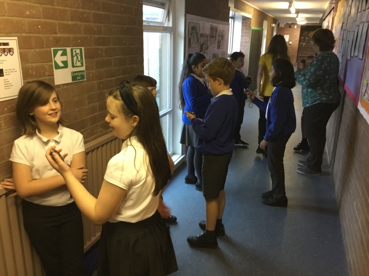 pupils in school corridor